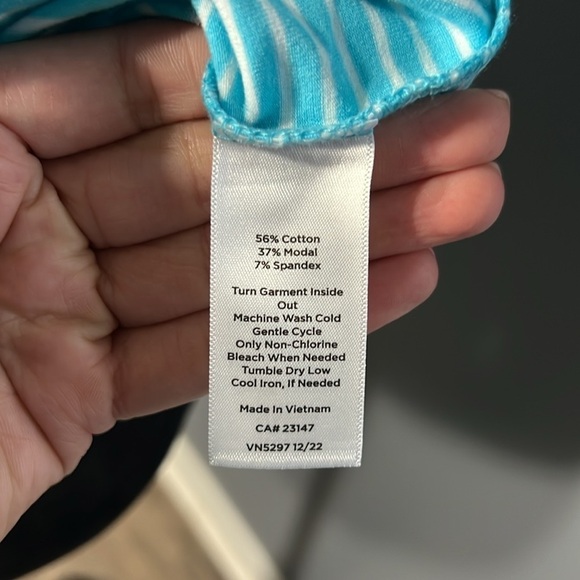 Talbots Ruffle Square Neck Shell - Amalfi Stripe Tank Blouse NWT size PXL - Picture 5 of 7